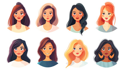 Beautiful emotional female faces Set .Generative AI