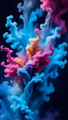 colorful smoke. With a resolution of 4K, the image is so lifelike that it seems to leap off the canvas, inviting the viewer to step into this mesmerizing world of smoke and shadow.