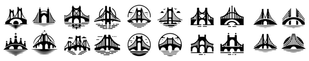 vector set of bridge logo silhouettes