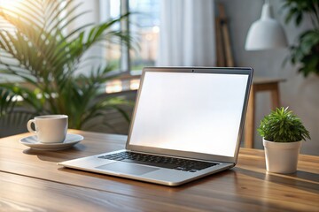 Fototapeta premium Laptop display for mockup on table, 3D rendering 