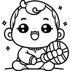 Baby one-line art drawing vector