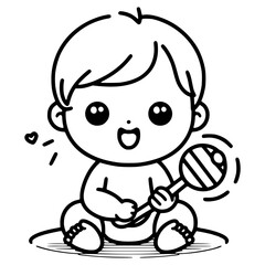 Baby one-line art drawing vector