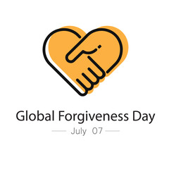 Global Forgiveness Day with handshake and heart.