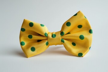 Yellow hair bow with green dots