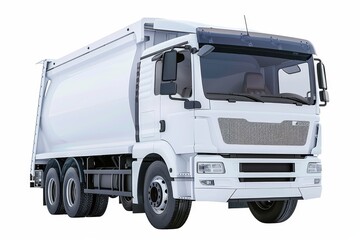 White modern garbage disposal truck isolated on white background