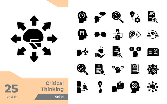 Critical Thinking Glyphs Icons