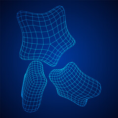 Rating stars icon for review product. Wireframe low poly mesh vector illustration