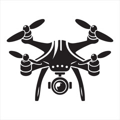 Drone silhouette vector. Flying drone icon silhouette vector illustration. Military drone silhouettes can be used as icons, symbols, and signs. Drone camera silhouette vector illustration 
