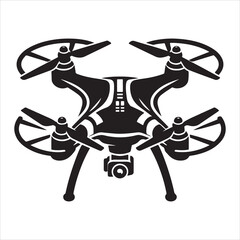 Drone silhouette vector. Flying drone icon silhouette vector illustration. Military drone silhouettes can be used as icons, symbols, and signs. Drone camera silhouette vector illustration 

