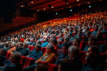Naklejka premium Large Audience Gathering for a Presentation in a Theater
