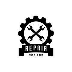 Repair logo, gear and tool vector