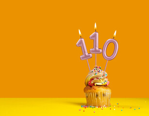 Birthday celebration with cupcake - Candle number 110