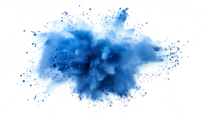 blue smoke powder explotion isolated on transparent background