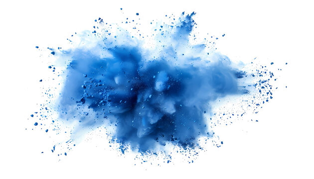 blue smoke powder explotion isolated on transparent background