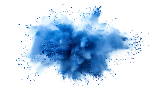 blue smoke powder explotion isolated on transparent background - Powered by Adobe