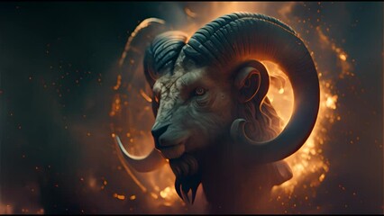 Capricorn zodiac sign astrological background. The goat horned horoscope sign. Astrology theme. 