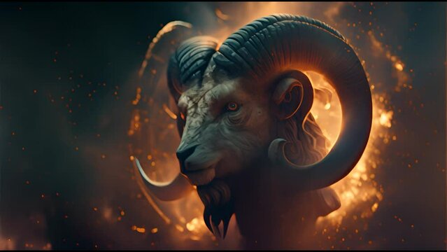 Capricorn zodiac sign astrological background. The goat horned horoscope sign. Astrology theme. 