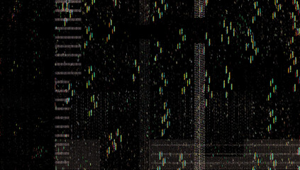 Digital errors on the screen. Colorful stripes noisy television screen