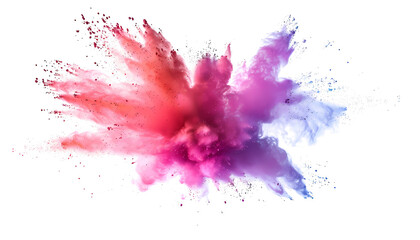 colorful smoke powder explotion isolated on transparent background