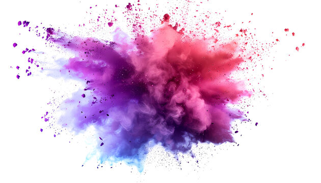 colorful smoke powder explotion isolated on transparent background