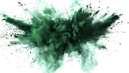 green smoke powder explotion isolated on transparent background
