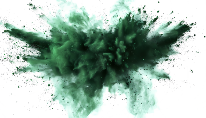 green smoke powder explotion isolated on transparent background