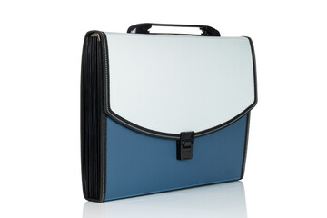 Blue Briefcase isolated on white background with clipping path.