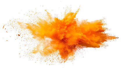 orange smoke powder explotion isolated on transparent background