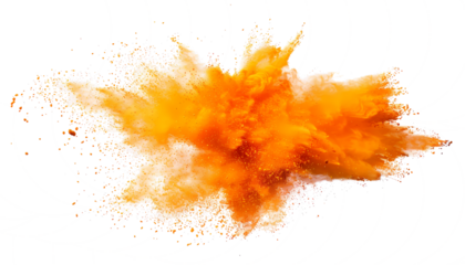 orange smoke powder explotion isolated on transparent background