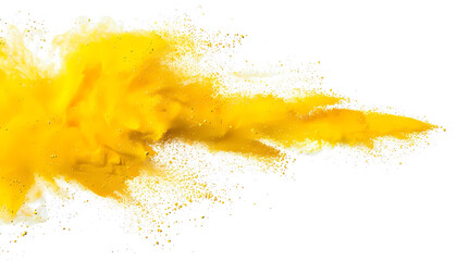 yellow smoke powder explotion isolated on transparent background