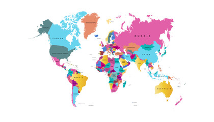 Obraz premium World map. Modern color vector map. Silhouette map 