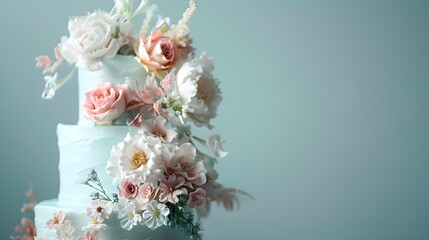 Delicate Pastel Wedding Cake with Ornate Floral Decor for Elegant