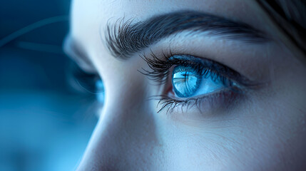 Blue Beautiful Eye of woman . Generative AI