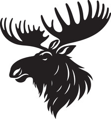 silhouette of a moose head vector art illustration with white background