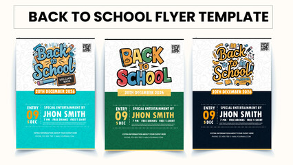 Fototapeta premium Back to School Flyer set with multicolor template