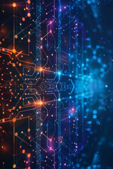 Digital circuits and network connections in a technology-themed background image.