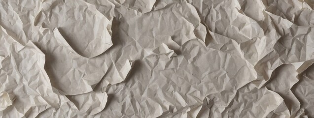 White recycled craft paper background with abstract crumpled and creased texture