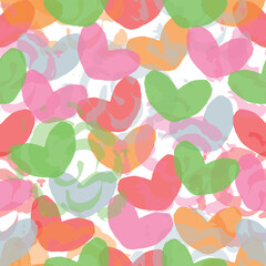 Seamless pattern. Multicolored hearts.