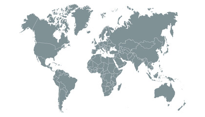 World map. Modern grey vector map. Silhouette map