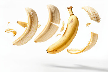 Flying delicious banana slices.