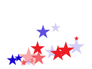  backdrop Vector Illustration, Blue and Red 4th of July Stars sparkles isolated on white.