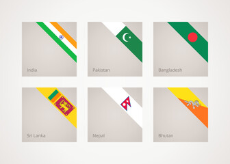 Corner ribbon flags of South Asia