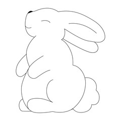 Bunny or rebbit in simple one line style. Continuous line drawing of easter rabbit black and white minimalist hand drawn vector illustration. Isolated on white background.Vector Simple icon. Eps 10. 