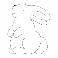 Bunny or rebbit in simple one line style. Continuous line drawing of easter rabbit black and white minimalist hand drawn vector illustration. Isolated on white background.Vector Simple icon. Eps 10. 