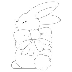 Bunny or rebbit in simple one line style. Continuous line drawing of easter rabbit black and white minimalist hand drawn vector illustration. Isolated on white background.Vector Simple icon. Eps 10. 