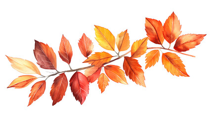 Autumn leaves png botanical illustration watercolor vintage collage art, grange effect isolated on a transparent background