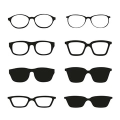 Glasses sunglasses icon set design isolated on white	
