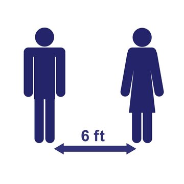 Social Distancing Keep Your Distance or Maintain a Distance of 6ft or 6 Feet Icon. Vector Image.	
