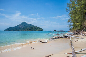 Sand and sea on a clear day in summer island in Thailand.