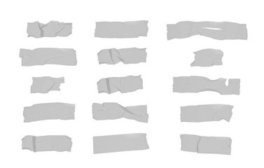 Set of adhesive tape in gray color isolated on white background.